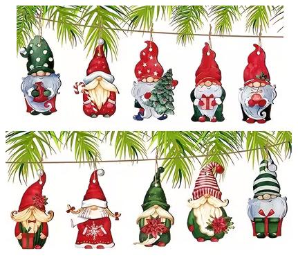 10 darab karácsonyi fa manó dekoráció karácsonyfadísz