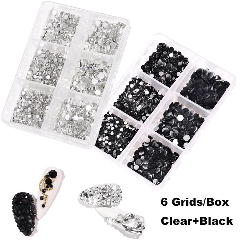 12in1 strasszkő szett - Crystal & Black  2x6in1