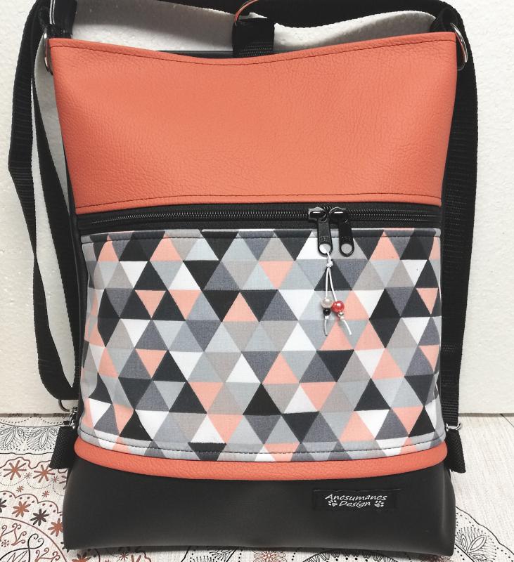 3in1 hátizsák pakolós univerzális táska fekete-lazac vidámság