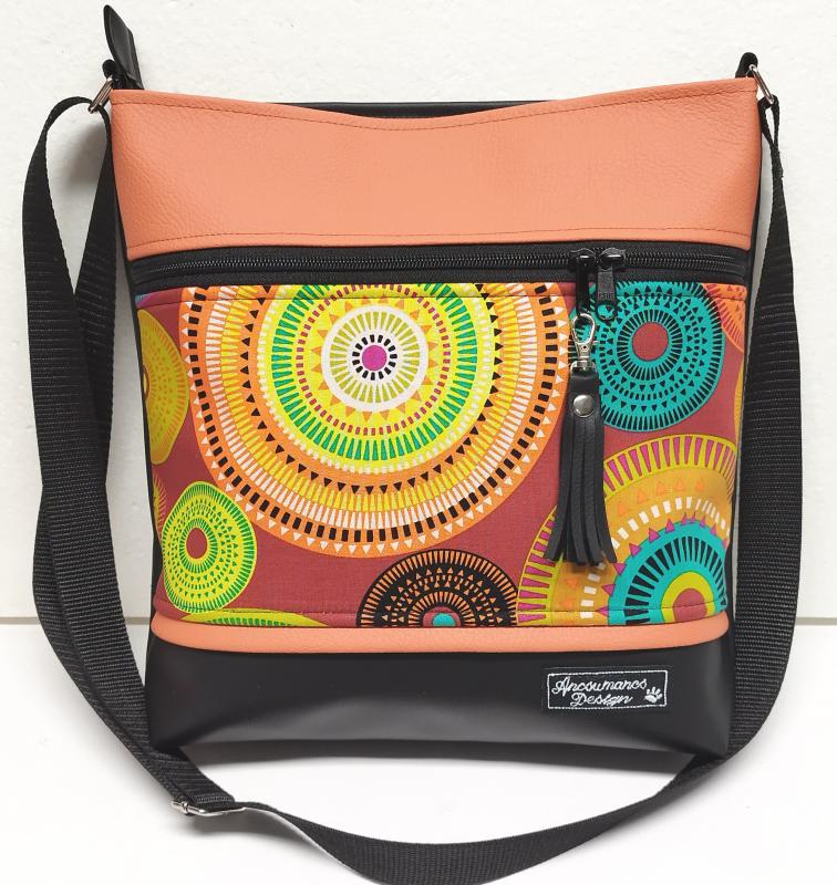 4 zsebes pakolós válltáska oldaltáska 30x30cm Mandalák lazaccal