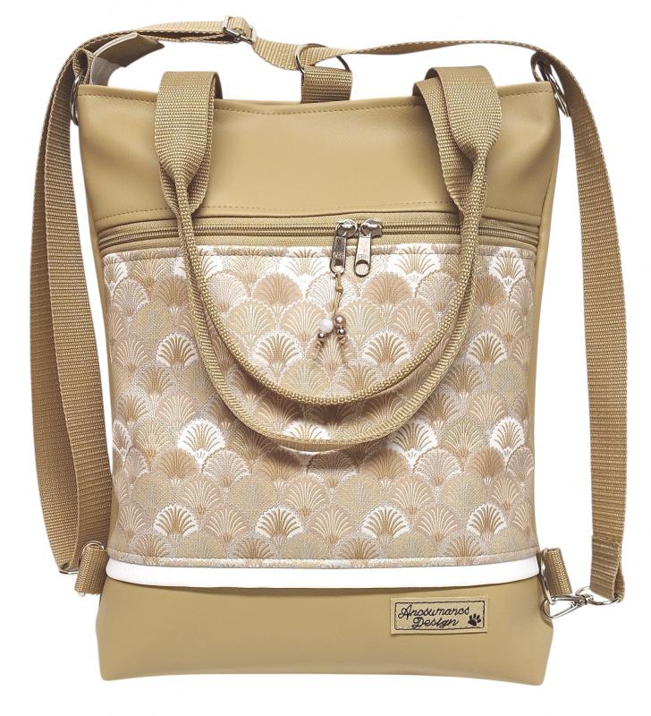 4in1 elegáns női univerzális hátizsák oldaltáska Drapp-mermaid