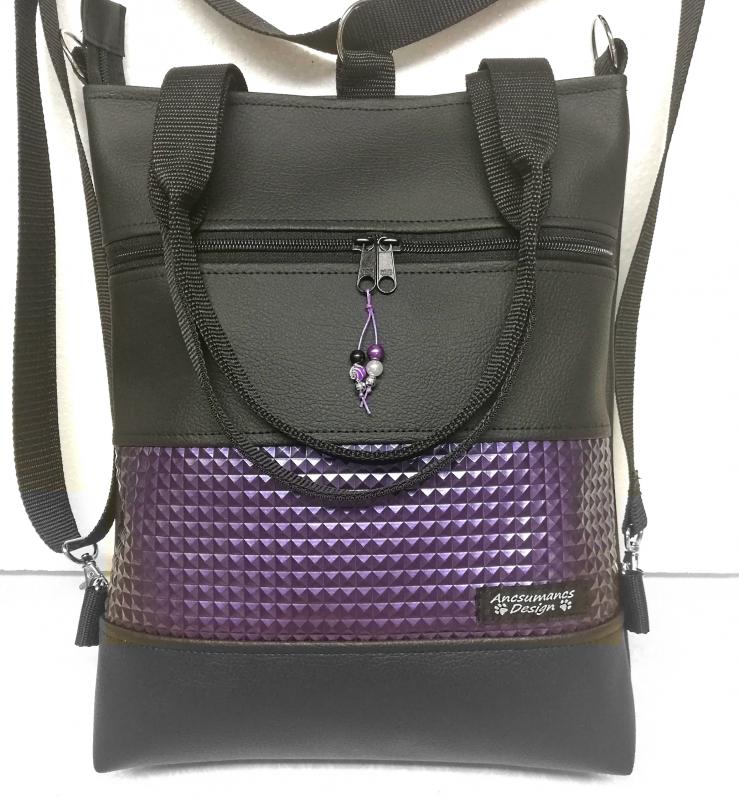 4in1 hátizsák rohangálós táska 3D piramis lila betéttel