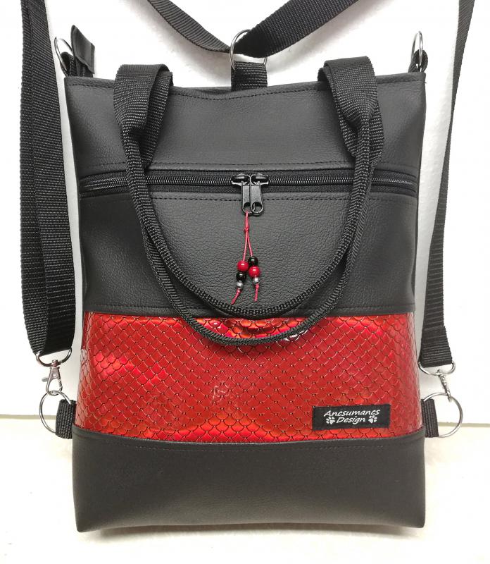 4in1 hátizsák univerzális rohangálós táska vérvörös mermaid hologramos betéttel