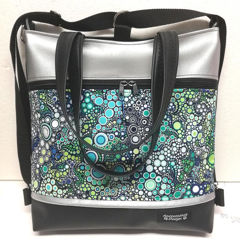 4in1 nagy csini univerzális táska hátizsák kék-zöld buborékok