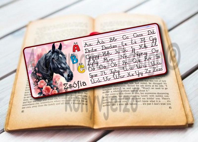 ABC mintás Neves Laminált könyvjelző Lovas 01