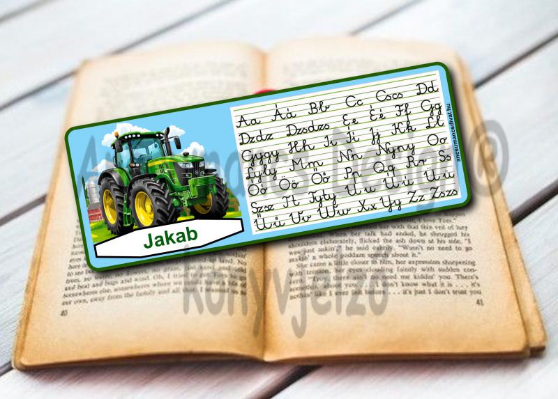 ABC mintás Neves Laminált könyvjelző Traktor 01