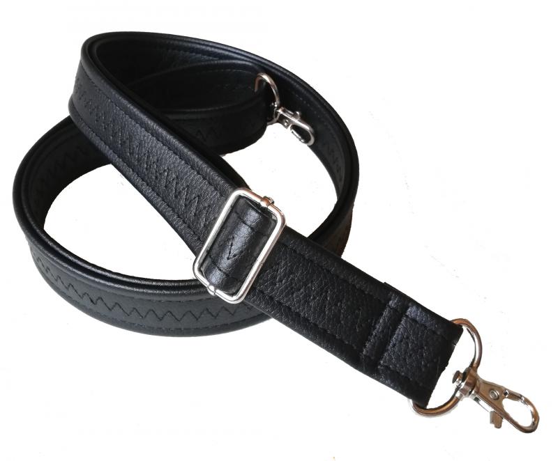Állítható méretű fekete textilbőr táskafül normál karabinerekkel 3cm  (m393)