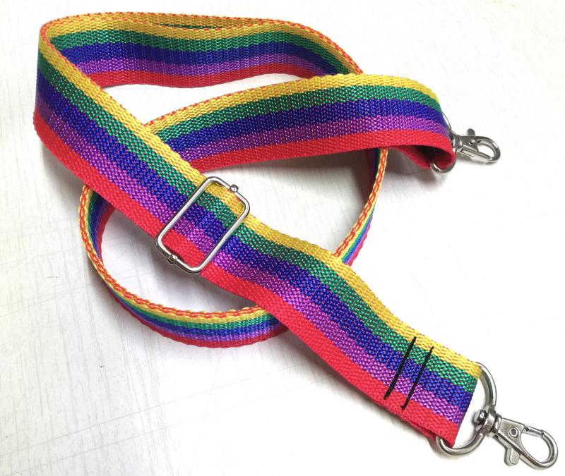 Állítható méretű szivárvány heveder táskafül normál karabinerekkel 3cm (m393)