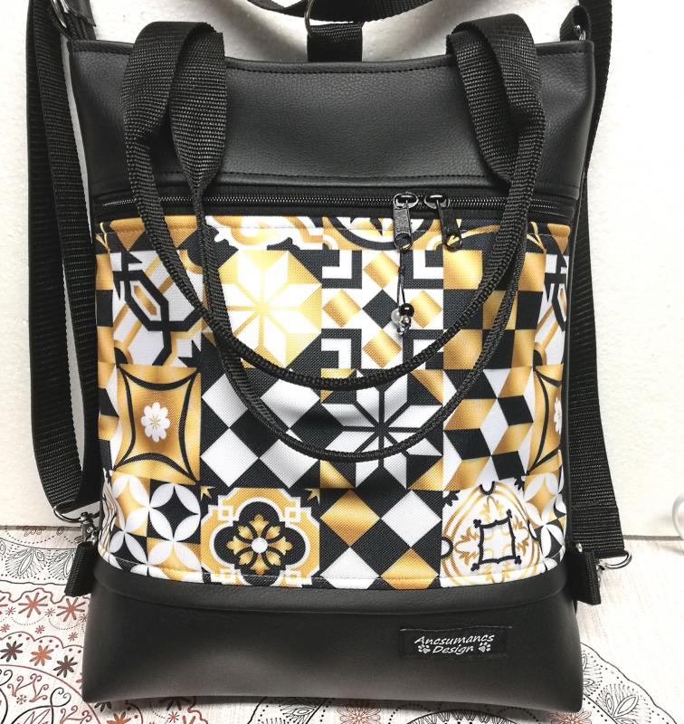 Aranyló varázslat 4in1 hátizsák univerzális táska fekete alapon