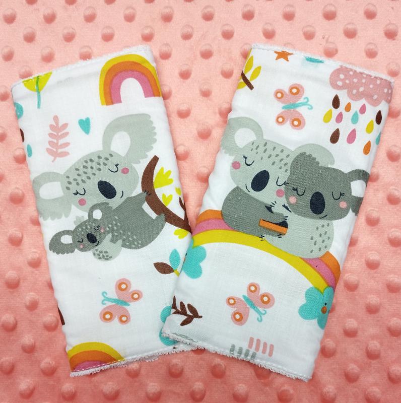 Babahordozó pántrágóka pántvédő párban koala maci fehér frottírral