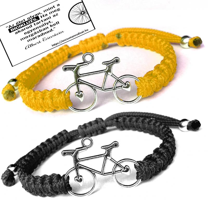 Biciklis kabala makramé páros karkötő szett fekete napsárga