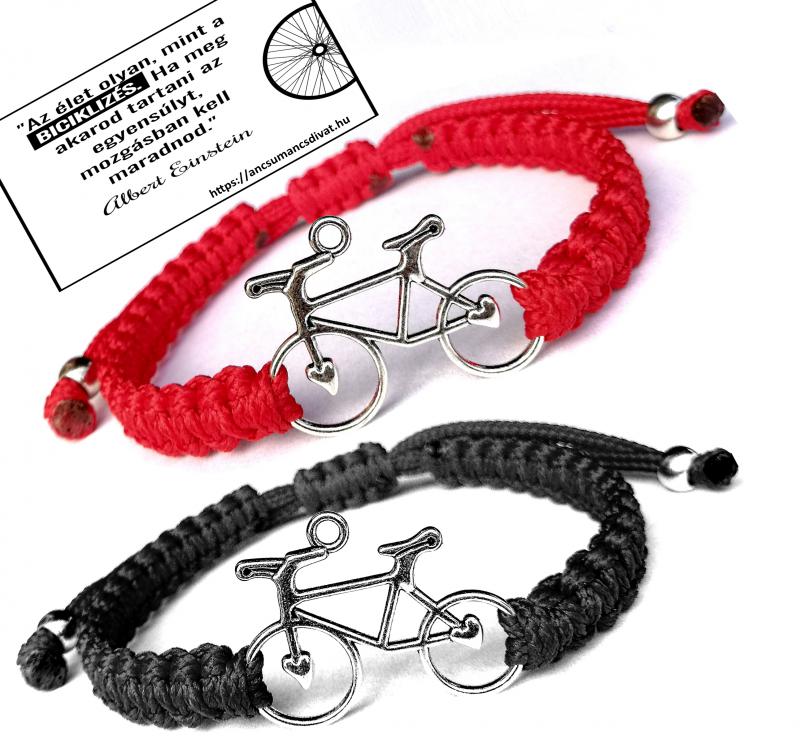Biciklis kabala makramé páros karkötő szett fekete piros