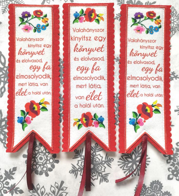 Bölcsesség filc könyvjelző kalocsai virágok - Valahányszor kinyitsz egy könyvet...