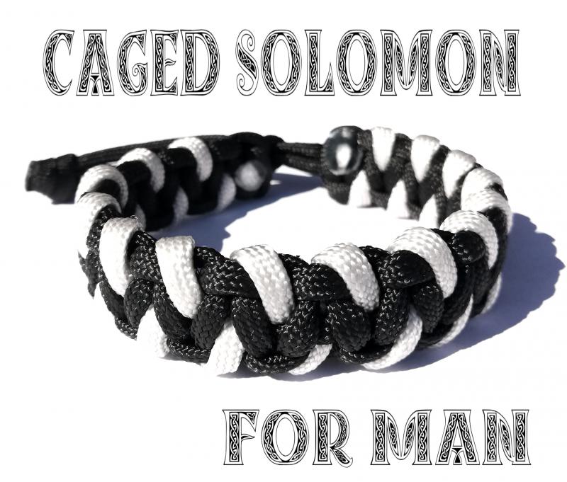 CAGED SOLOMON férfi paracord karkötő fekete-ezüstszürke