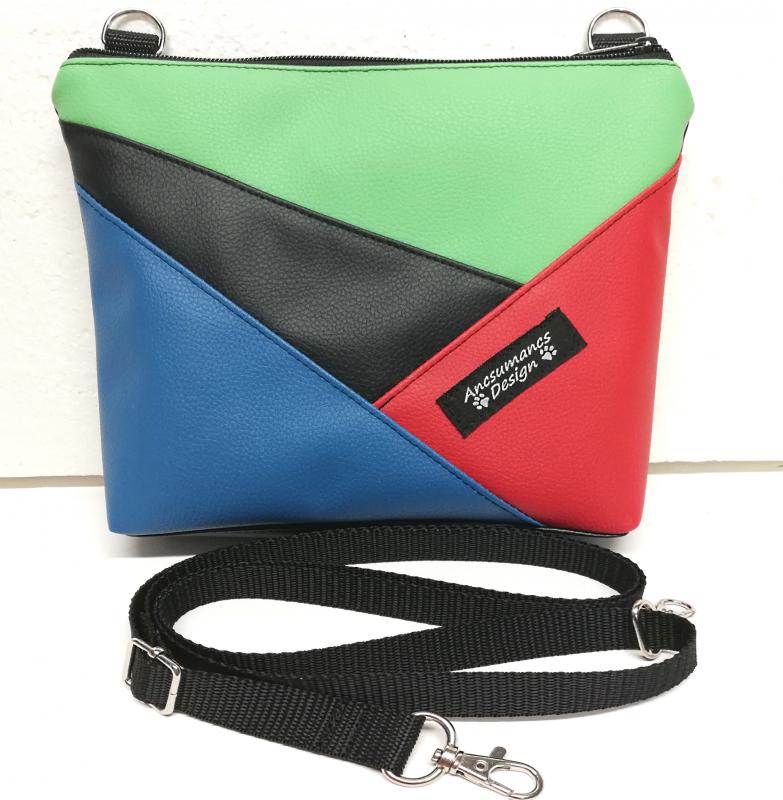 ColorBlock talpas válltáska oldaltáska övtáska  / fekete piros zöld kék