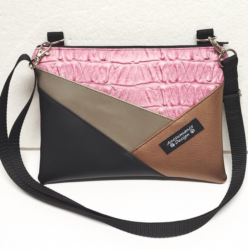 ColorBlock válltáska oldaltáska /fekete-ezüst-bronz-3Drose