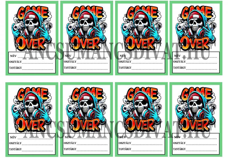 Designer füzetcimke 8darab/szett Game Over 01