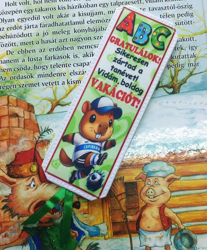 Designer könyvjelző gyerekeknek tanév vége vakáció ajándék - Focizó Capybara