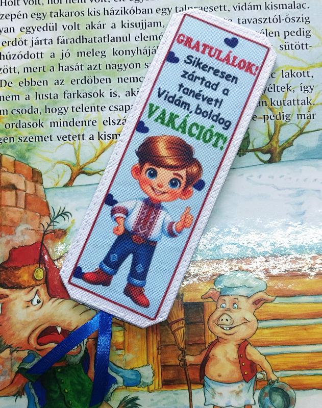 Designer könyvjelző gyerekeknek tanév vége vakáció ajándék - Népviseletes fiú