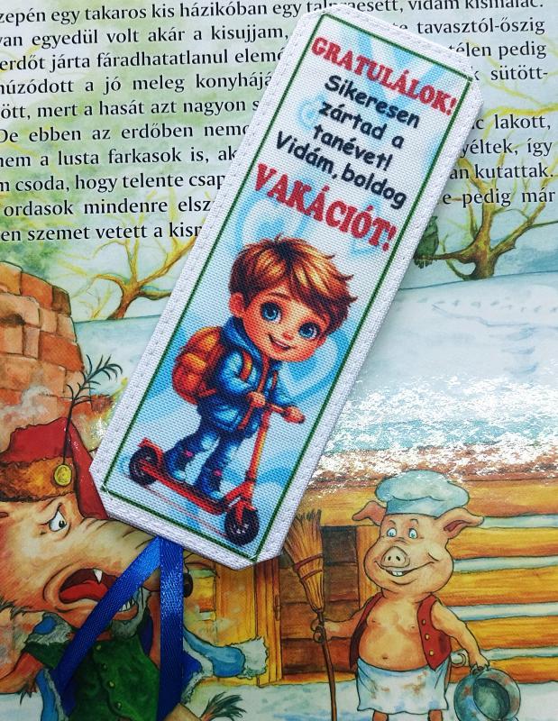 Designer könyvjelző gyerekeknek tanév vége vakáció ajándék - Rolleres fiú