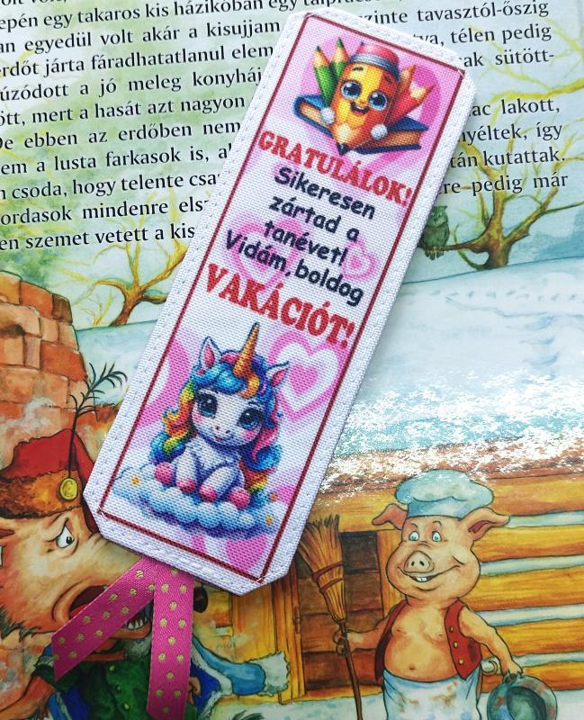 Designer könyvjelző gyerekeknek tanév vége vakáció ajándék - Unikornis