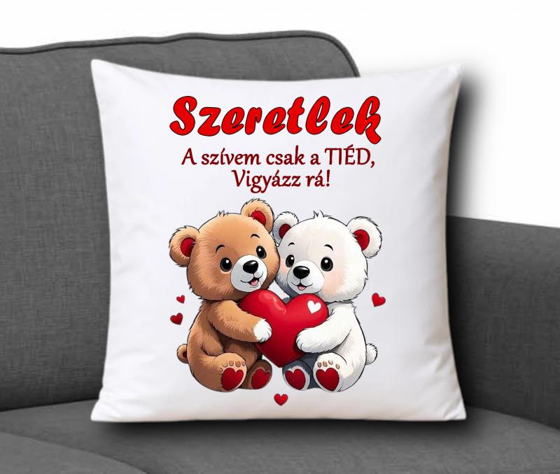 Díszpárna 35x35cm - Szeretlek 001 A szívem csak a tiéd...