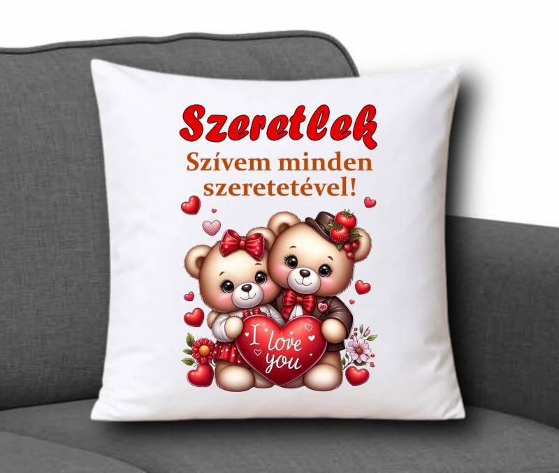 Díszpárna 35x35cm - Szeretlek 002 Szívem minden szeretetével