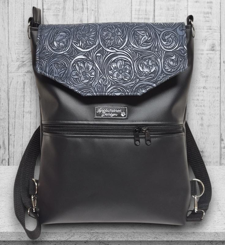 Elegáns 3D platina virágos fedélrészes 3in1 hátizsák univerzális táska