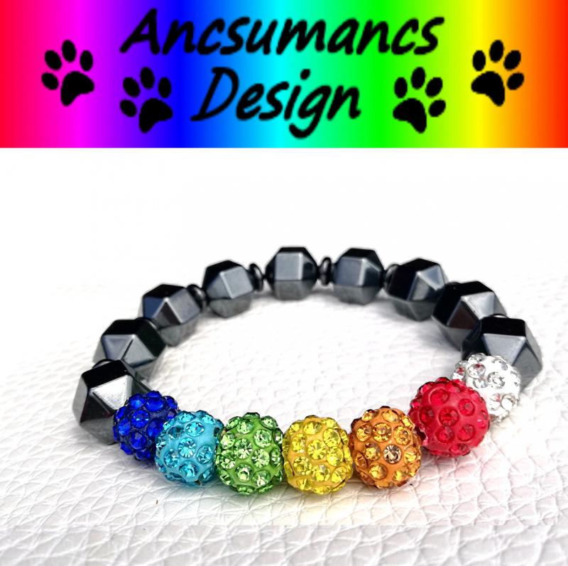 Energetizáló 7 csakra karkötő hematit és magnetit ásványokkal