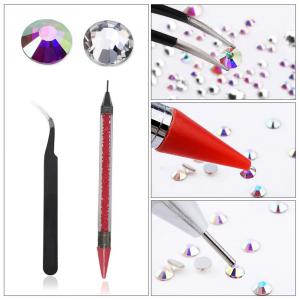 12in1 strasszkő szett - Crystal & Clear csipesszel és piros köves kőfelszedővel