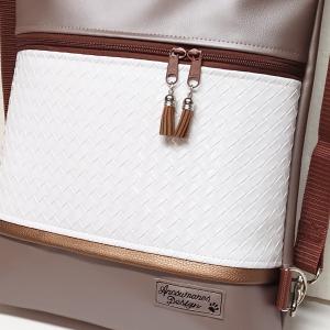 3in1 elegáns gyöngyházpúder-3D fonott fehér női hátizsák oldaltáska