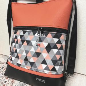 3in1 hátizsák pakolós univerzális táska fekete-lazac vidámság