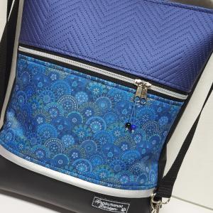 3in1 hátizsák univerzális táska Fekete-kék mermaid mandalás textillel