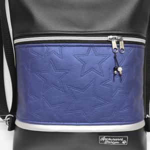 3in1 női hátizsák univerzális táska Kék csillagok fekete alapon ezüst cipzárral