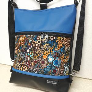 3in1  textilbőr hátizsák  univerzális táska Buborékok fekete kék alapon