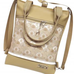 4in1 elegáns női univerzális hátizsák oldaltáska Drapp-mermaid