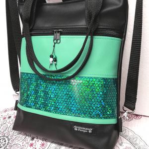 4in1 hátizsák univerzális rohangálós táska zöld-zöld hologram