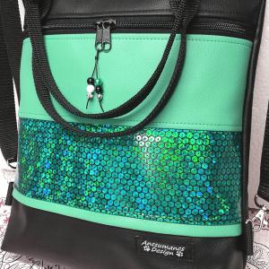 4in1 hátizsák univerzális rohangálós táska zöld-zöld hologram