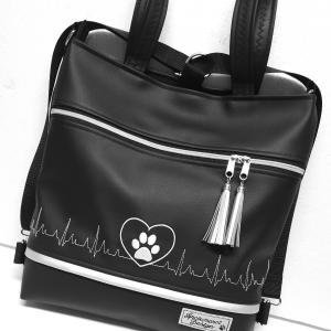 4in1 nagy csini univerzális táska hátizsák - Ekg-szív-tappancs ezüst bojtdíszekkel