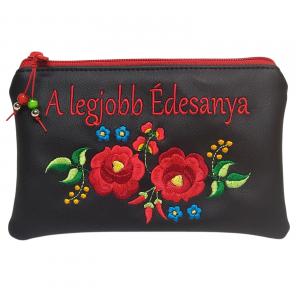 A legjobb... Hímzett Kalocsai virágos neszi pénztárca Hungarian Folkart07 választható felirattal