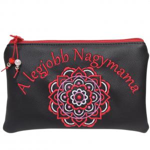 A legjobb... Hímzett piros mandalás neszi pénztárca (mandala003) választható felirattal