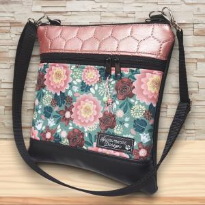 Ani virágai oldaltáska övtáska 25x25 fekete rose