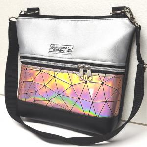 Bella crossbody oldaltáska 28x24cm - Barack lézerhologram ezüsttel