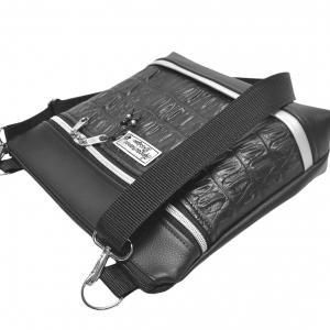Bella crossbody oldaltáska 28x24cm - Elegáns fekete 3Dfekete ezüst cipzárral