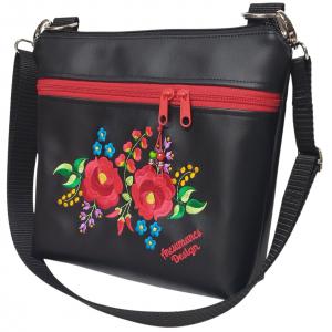 Bella crossbody oldaltáska 28x24cm - Hímzett Kalocsai virágos Hungarian Folkart07