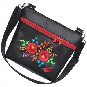 Bella crossbody oldaltáska 28x24cm - Hímzett Kalocsai virágos Hungarian Folkart07