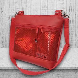 Bella crossbody oldaltáska 28x24cm - Piros sellőhologramos