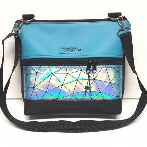 Bella crossbody oldaltáska 28x24cm - Türkiz lézerhologram