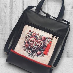 Csupaszív elegancia 4in1 textilbőr hátizsák oldaltáska rövid bőr kézifüllel