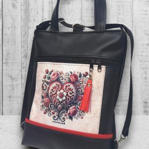 Csupaszív elegancia 4in1 textilbőr hátizsák oldaltáska rövid bőr kézifüllel